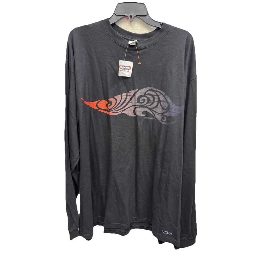 Crazy Shirts Hawaii Islands Black Long Sleeve Tee Soft Cotton 2XL Vintage Aloha